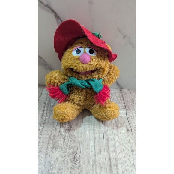 1987 Baby Fozzie Bear Plush Doll Henson Associates 9" Red Hat & Scarf - Picture 4 of 8